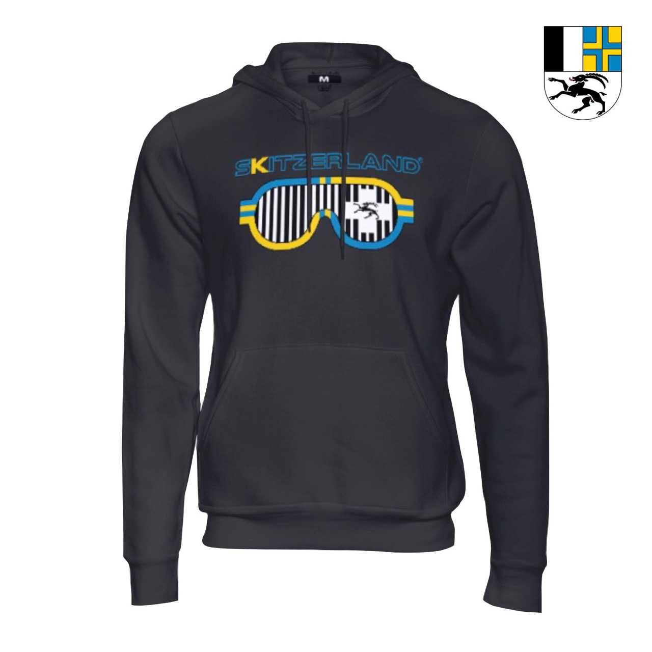 Hoodie SKITZERLAND® REGIO GRAUBUNDEN GRISONS Noir / Black